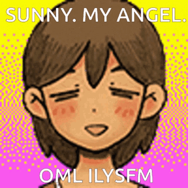 a drawing of a girl with the words " sunny my angel omlilysem " on the bottom