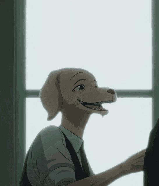 a cartoon character with a dog 's head and a man 's body