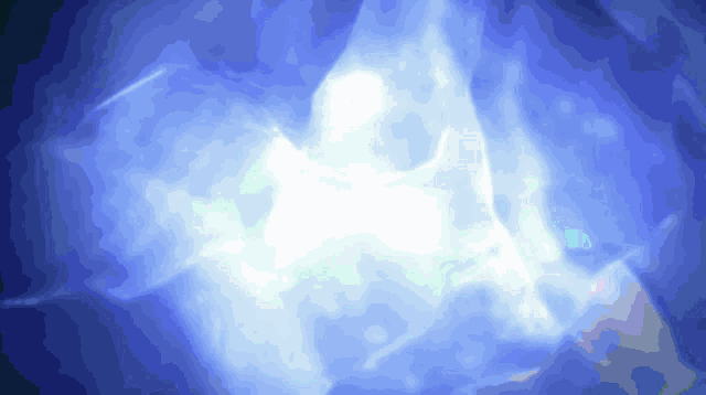 a blue background with a white glowing object in the center
