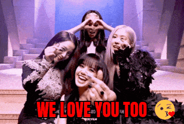 a group of girls are posing for a picture with the words we love you too