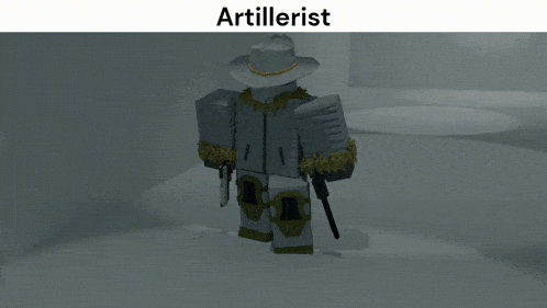 a 3d model of an artillerist with a gun