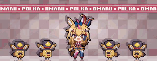 a pixel art drawing of a girl with the name polka on it