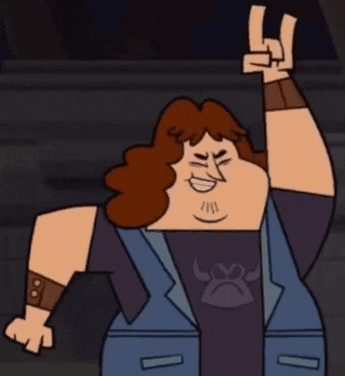 a cartoon character giving a peace sign with his fist