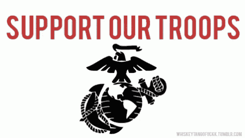 a sign that says support our troops with an army star