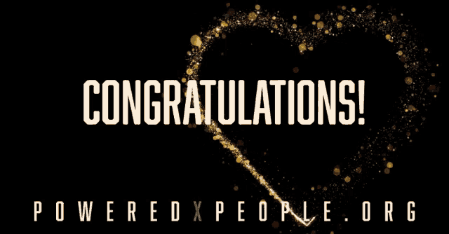 a black background with a heart and the words congratulations
