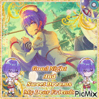 a picture of a girl with purple hair says good night and sweet dreams my dear friends picmix
