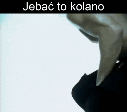 a person wearing a mask with the words jebac to kolano above them