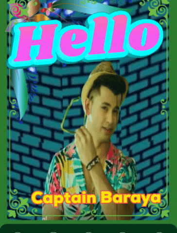 a poster with a man in a hat and the words hello captain baraya on it