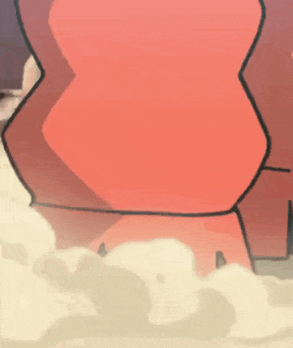 a close up of a cartoon character 's butt with a red shirt on .