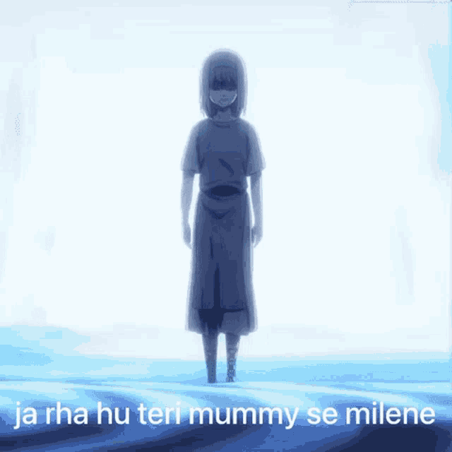 a picture of a girl with the words ja rha hu teri mummy se milene