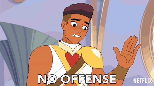 a cartoon character says no offense in a netflix advertisement