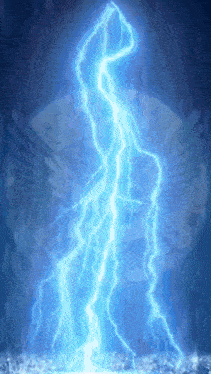 a blue lightning bolt is against a blue background