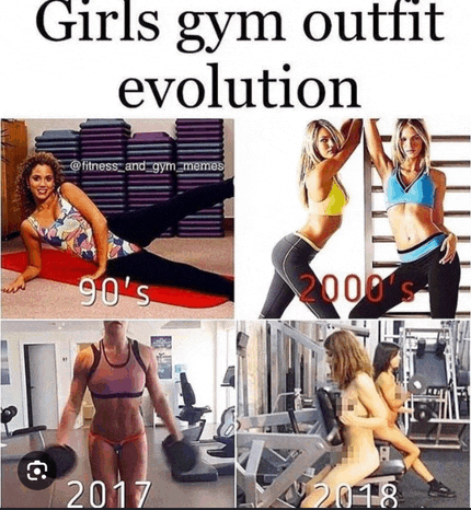 a collage of girls in gym outfits from the 90 's to 2018
