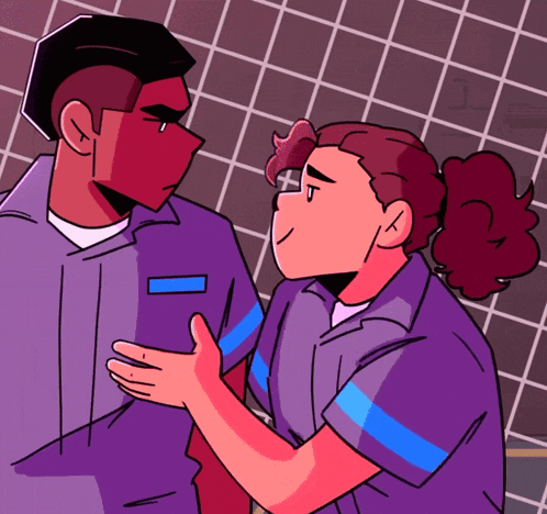a man and a woman are standing next to each other
