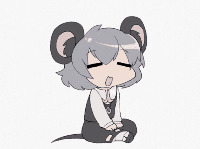 a cartoon drawing of a girl with a mouse 's head