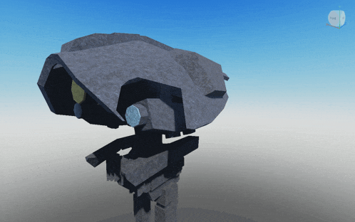 a 3d model of a robot with a blue sky background
