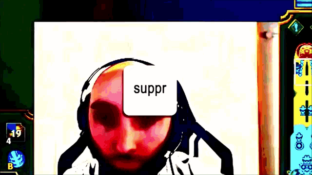 a picture of a person with a sticker that says suppr on it