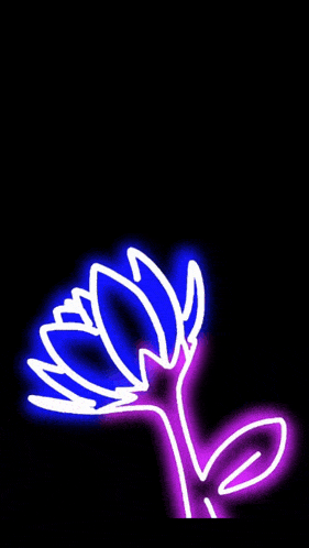 a neon flower is glowing in the dark