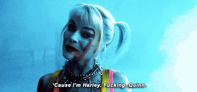 a woman is talking to harley quinn in a scene from birds of prey .