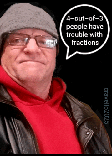 a man wearing glasses and a red hoodie has a speech bubble that says 4-out-of-3