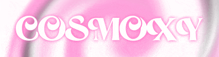 a pink background with the word cosmoxy in white