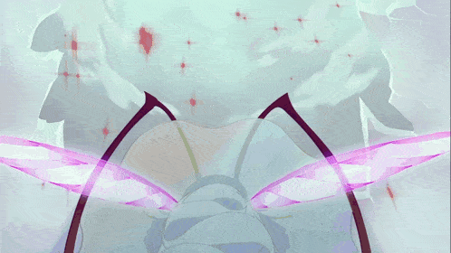 a close up of a girl with purple hair