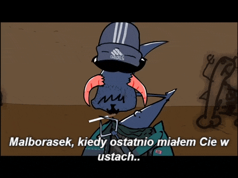 a cartoon of a monster wearing an adidas hat smoking a cigarette