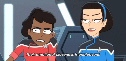a cartoon of two women talking about their emotional closeness