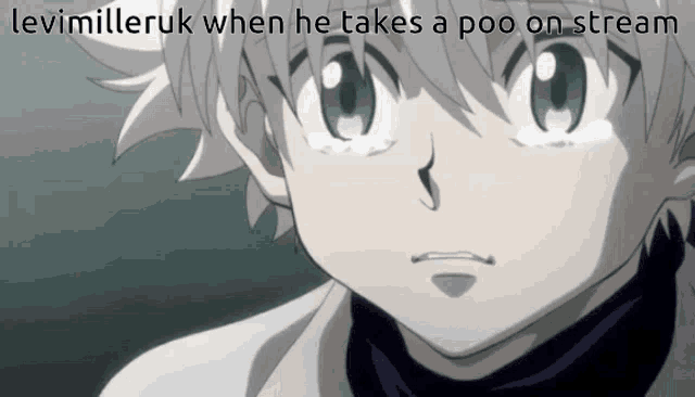 a picture of a boy with the words levimilleruk when he takes a poo on stream