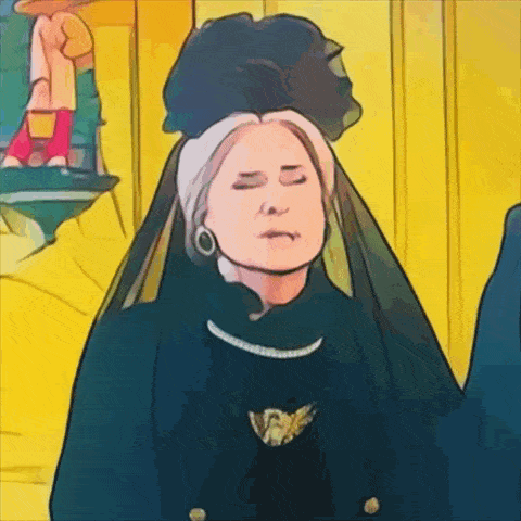 a cartoon drawing of a woman wearing a black veil