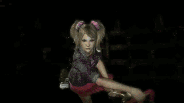 a blurred image of a person holding a large weapon