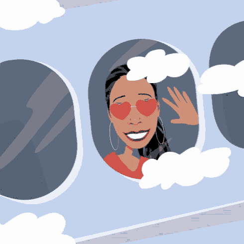 a cartoon of a woman wearing heart shaped sunglasses