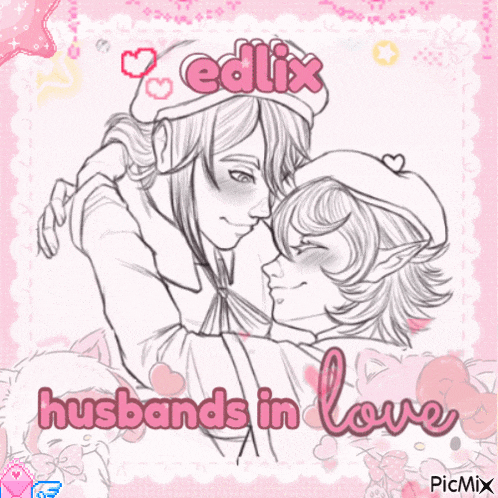 a drawing of a man and woman with the words " husbands in love " on the bottom