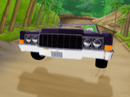 a cartoon car with a license plate that says pj
