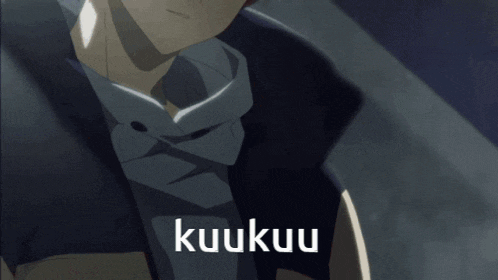 a close up of a person with the word kuukuu in the corner