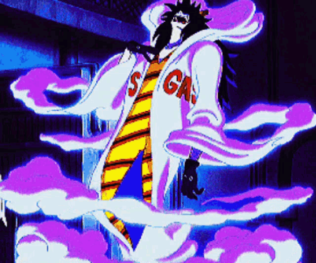 a cartoon character wearing a jacket that says s ga on it
