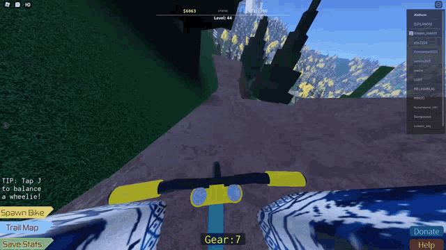 a screenshot of a video game shows a person riding a bike