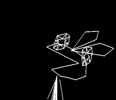 a black and white drawing of a flower on a tripod on a black background