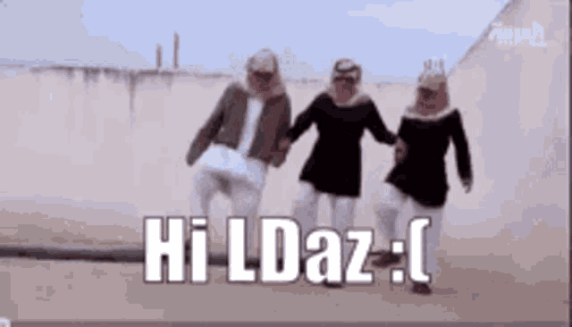 a group of people holding hands in the desert with the words hi ldaz