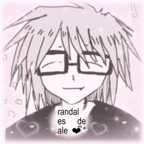 a drawing of a girl with glasses and the words randal es de ale on the bottom