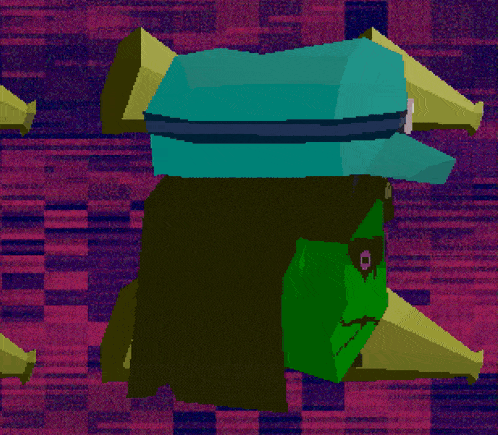 a pixel art of a woman with a blue hat