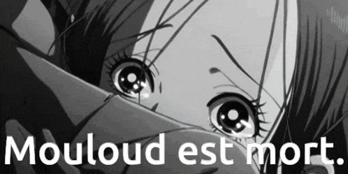 a black and white drawing of a girl with the words mouloud est mort
