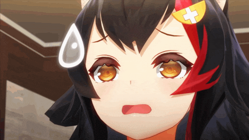 a close up of a cartoon character with a tear coming out of her eye