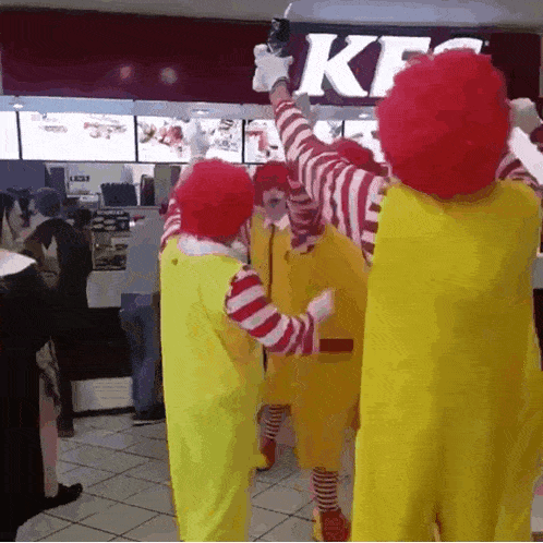 Ronald Mcdonald Kfc GIF - Ronald Mcdonald Kfc Clowns Celebrate GIFs
