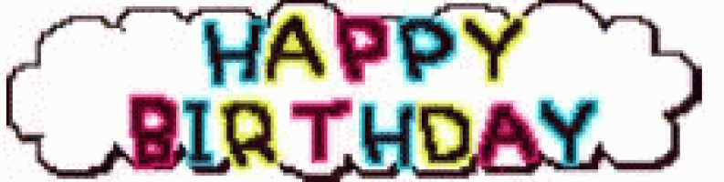 a happy birthday sign with a cloud in the background