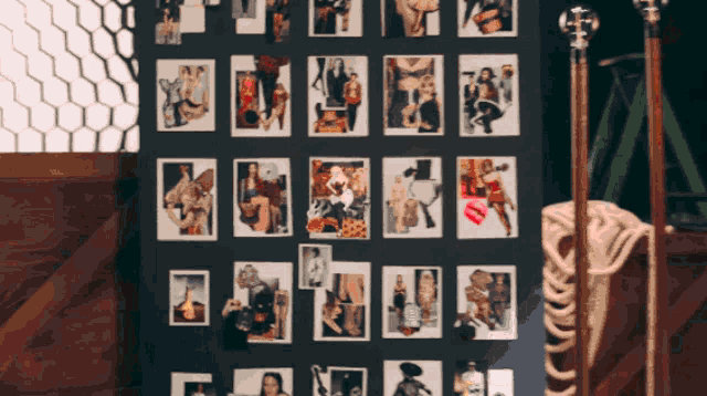 a black board with a lot of pictures on it including a bottle of jack daniels
