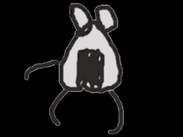 a drawing of a mouse with a knife in its hand