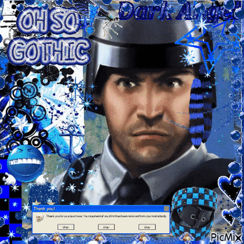 a picture of a man with the words oh so gothic
