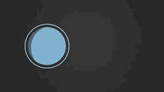 a blue circle on a black background with a white border .