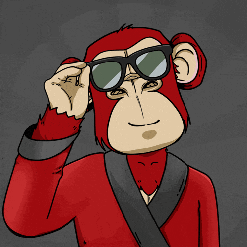 a cartoon of a monkey wearing sunglasses and a red jacket